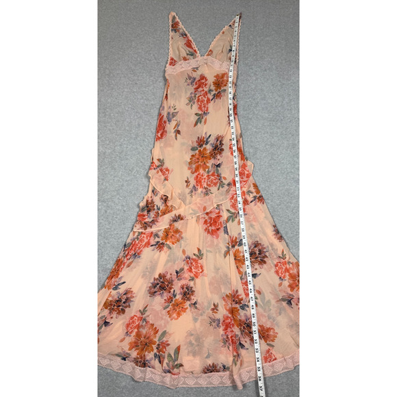 Intimately Free People Womens Size S Stay A While Floral Ruffle Maxi Dress Sheer - Picture 4 of 11